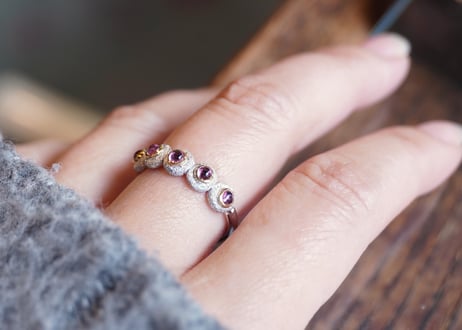 Aube more　ピンクトルマリン　ｋ18YG×SILVERリング