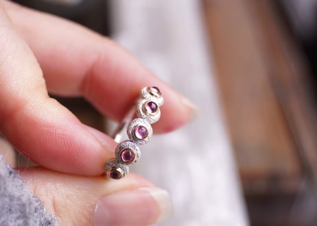 Aube more　ピンクトルマリン　ｋ18YG×SILVERリング