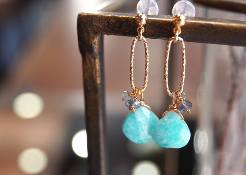 アマゾナイト、グリーンサファイア ピアス | zuro jewelry