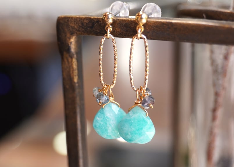 アマゾナイト、グリーンサファイア ピアス | zuro jewelry