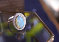 Aube オパール　ｋ18YG×SILVERリング