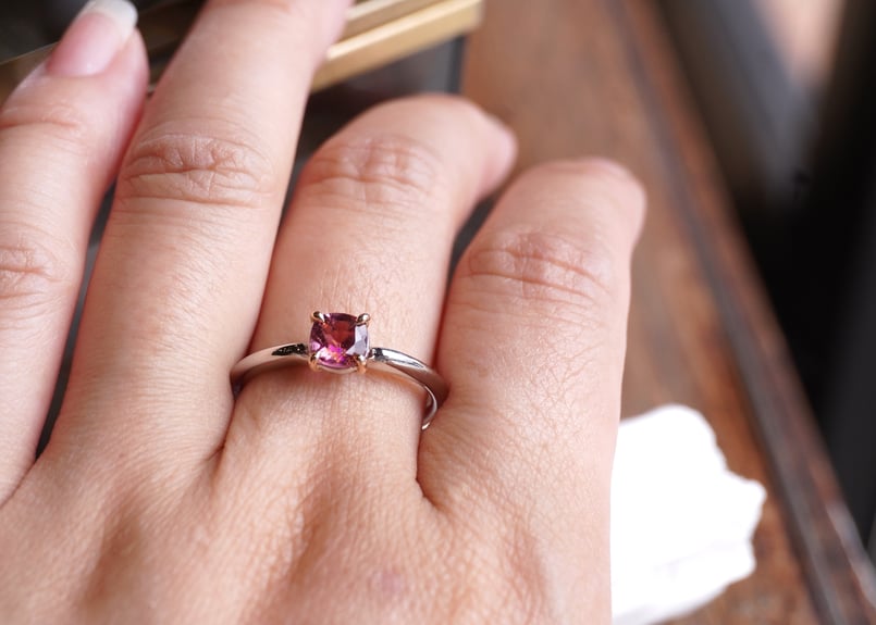 ピンクトルマリン k18PG/プラチナリング | zuro jewelry