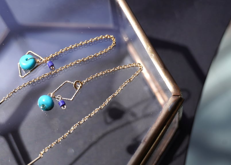 ターコイズ、ラピスラズリ k14gfチェーンピアス | zuro jewelry ターコイズ、ラピスラズリ k14gfチェーンピアス | zuro jewelry