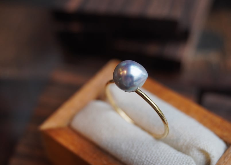 あこや真珠グレーバロック K18YGリング (N-S115 | zuro jewelry