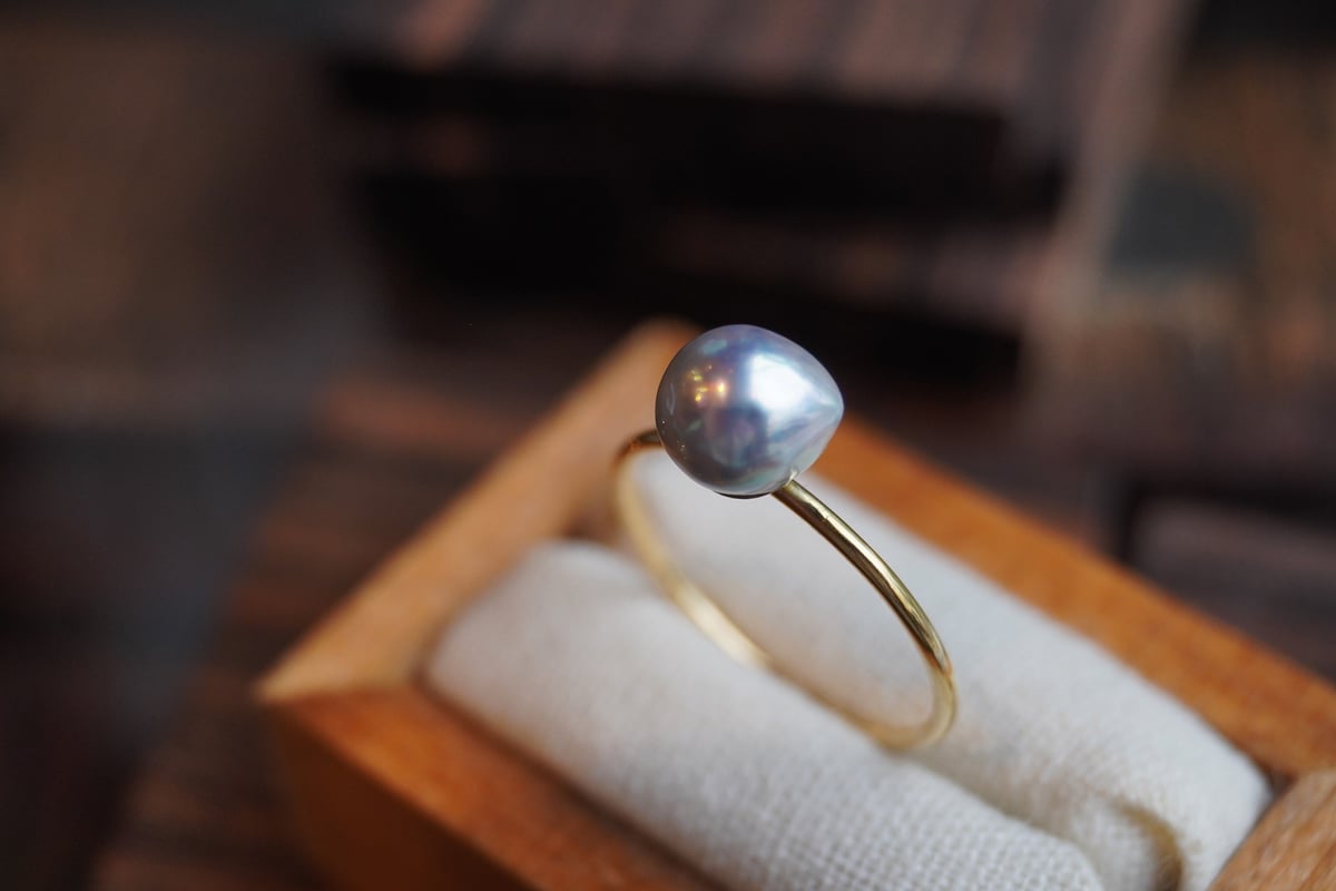 あこや真珠グレーバロック K18YGリング (N-S115 | zuro jewelry