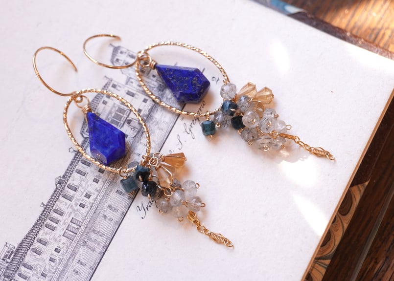 Kaya　ラピスラズリ　ロゼンジカービングチャーム　14kgf　他 専用です】14kgf✴︎カービングチャーム計3点 Kaya ラピスラズリ