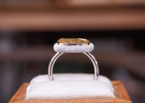 Aube　デンドリチッククォーツ　ｋ18YG×SILVERリング