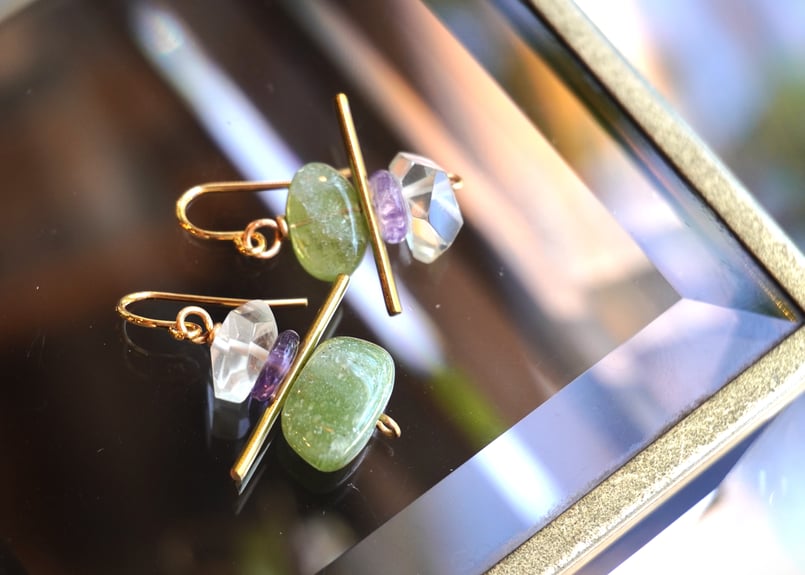 ペリドット、レモンクォーツ フックピアス | zuro jewelry ペリドット、レモンクォーツ フックピアス | zuro jewelry