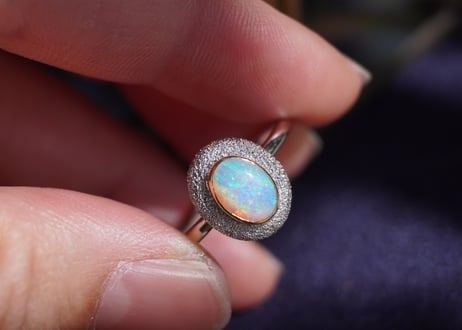 Aube オパール　ｋ18YG×SILVERリング