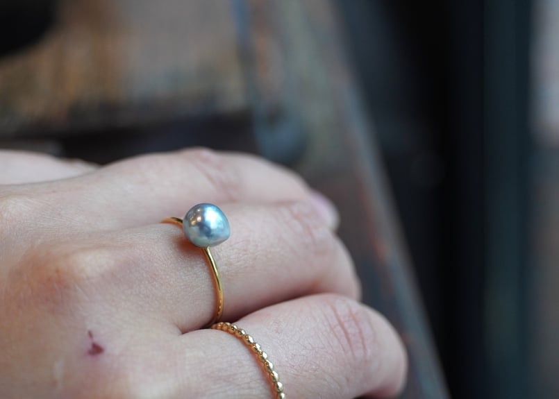 あこや真珠グレーバロック K18YGリング (N-S115 | zuro jewelry
