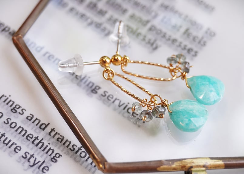 アマゾナイト、グリーンサファイア ピアス | zuro jewelry
