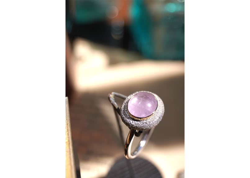 Aube クンツァイト k18YG×SILVERリング | zuro jewelry