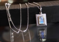 Aube　ブルームーンストーン　K18YG×silverスライドネックレス  45㎝