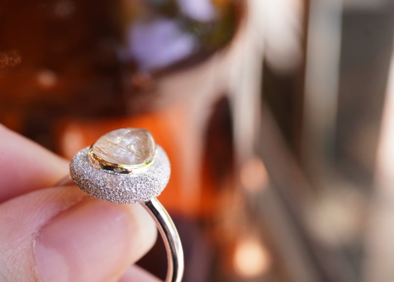 Ｋ*Ｏ様 ルチルクォーツ Aube ルチルクォーツ k18YG×SILVERリング | zuro jewelry