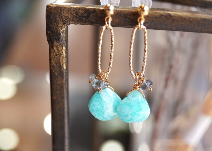 アマゾナイト、グリーンサファイア ピアス | zuro jewelry