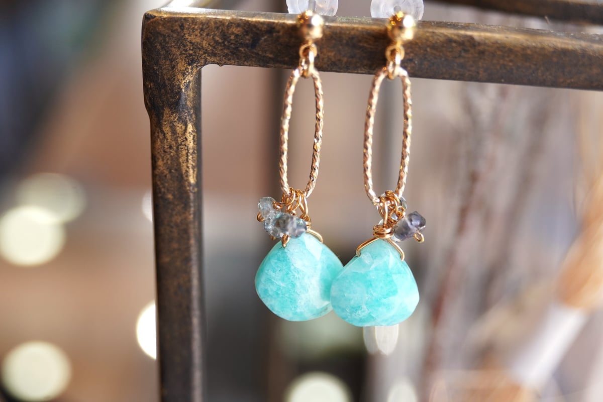 アマゾナイト、グリーンサファイア ピアス | zuro jewelry