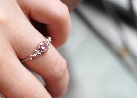 ピンクサファイア　 SILVER粒リング
