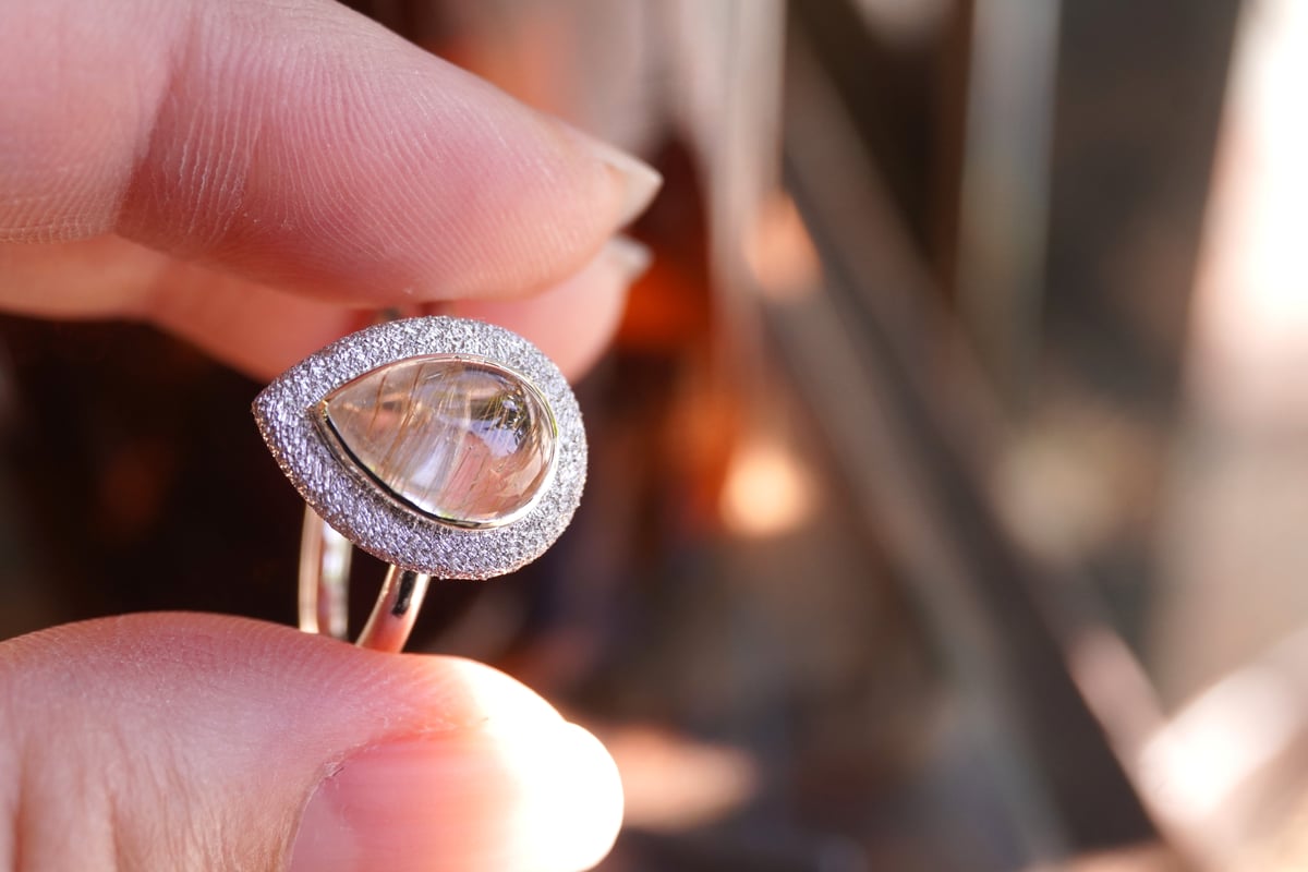 Aube ルチルクォーツ k18YG×SILVERリング | zuro jewelry