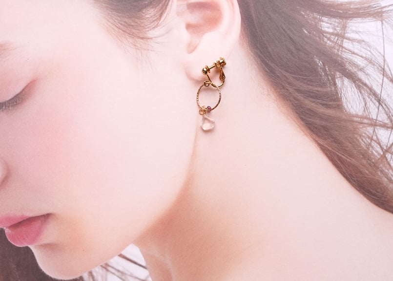 Fillyjonk ローズクォーツ 王冠リングとイヤリング Fillyjonk ローズ