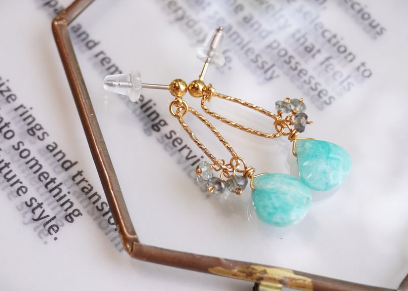 アマゾナイト、グリーンサファイア ピアス | zuro jewelry