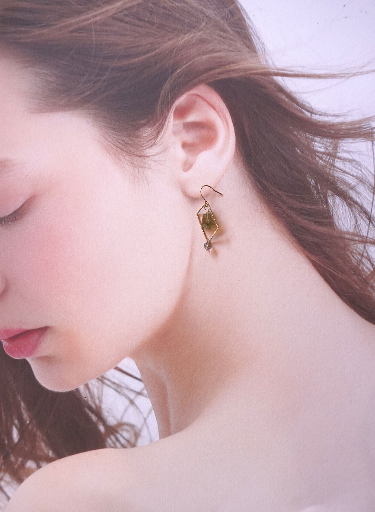 グリーンガーネット ループk14GFフックピアス | zuro jewelry