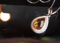 Aube　シトリン　K18YG×silverネックレス  45㎝