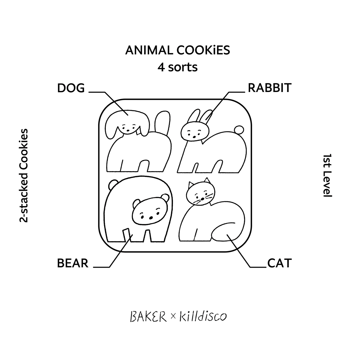 BAKER×killdisco どうぶつクッキー缶 | BAKER