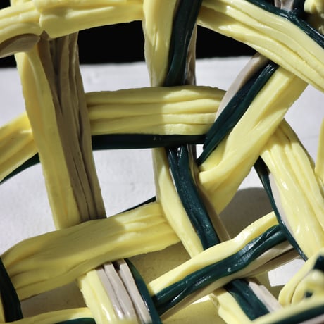 " Take 5 Rubber " Rope Basket S - smooth yellow&dark green