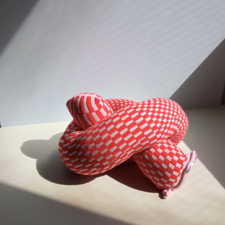 "Zebra Knits" CHECK KNOT - Baby Pink & Cherry - (SMALL)