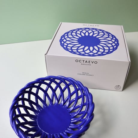 "OCTAEVO" Sicilia Ceramic Basket Large - dark blue -