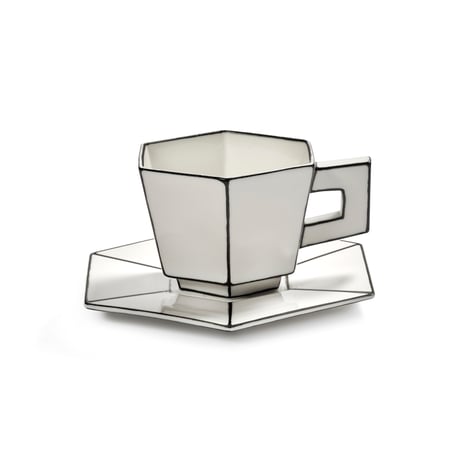 " SERAX " Carte Blanche - Cappuccino cup with saucer white - black