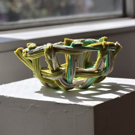 " Take 5 Rubber " Rope Basket S - matcha green&light green
