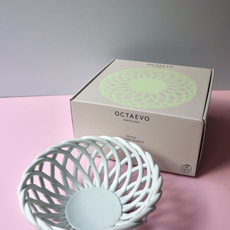 "OCTAEVO" Sicilia Ceramic Basket Large - light mint -