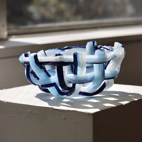 " Take 5 Rubber " Rope Basket S - light blue&navy blue