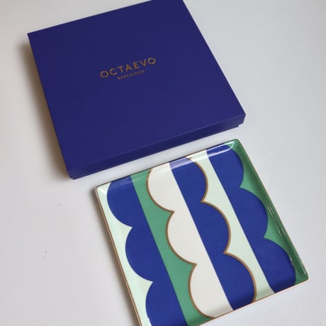 "OCTAEVO" Ceramic Tray - Riviera Wave blue  -