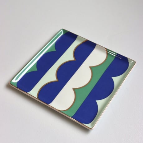 "OCTAEVO" Ceramic Tray - Riviera Wave blue  -