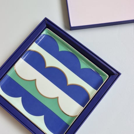 "OCTAEVO" Ceramic Tray - Riviera Wave blue  -