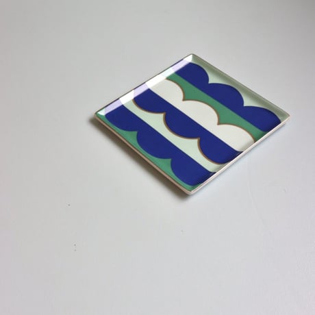 "OCTAEVO" Ceramic Tray - Riviera Wave blue  -