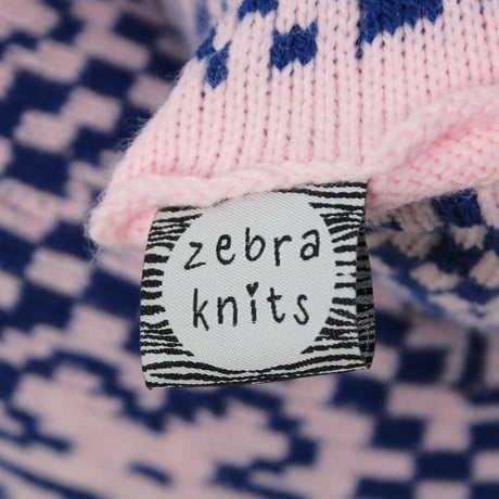 "Zebra Knits" AMBER - Baby Pink & Electric Blue - (BIG)