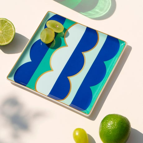 "OCTAEVO" Ceramic Tray - Riviera Wave blue  -