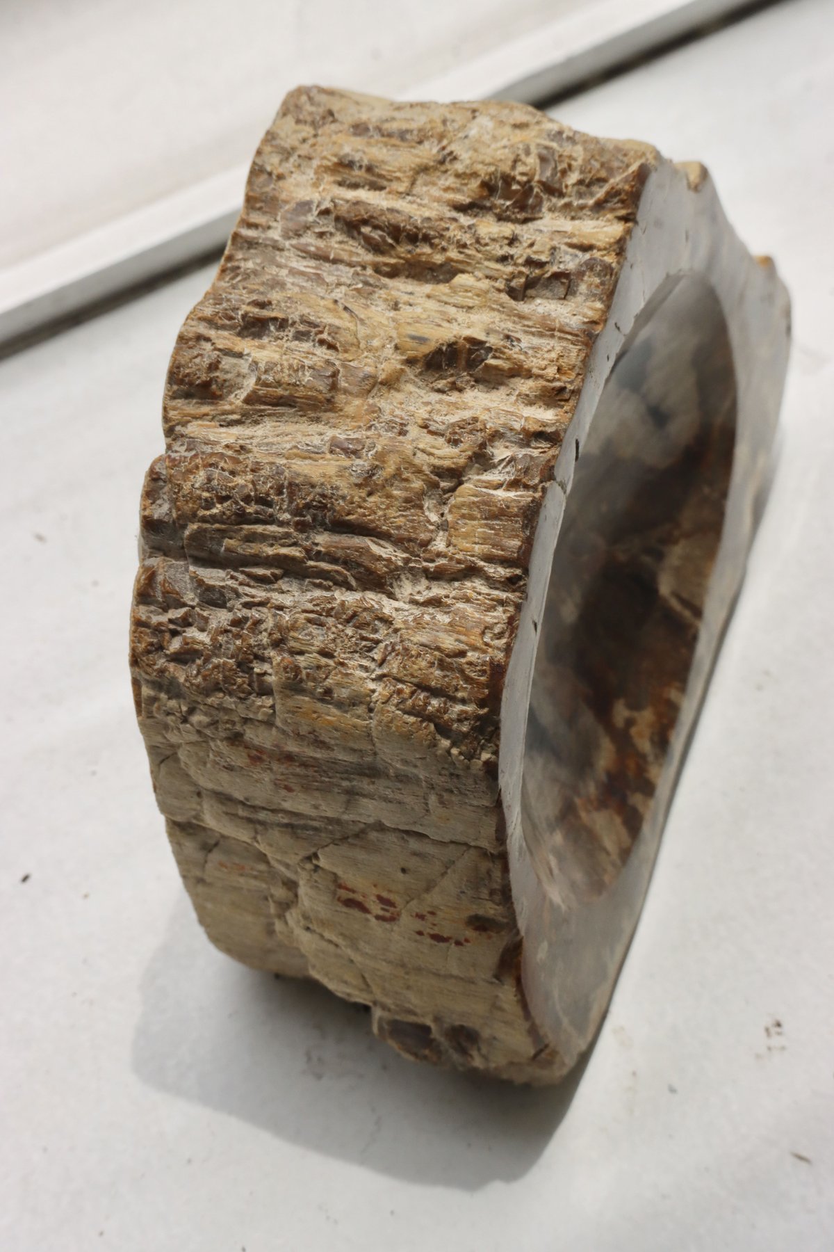 天然の木化玉-瑪瑙石　置き物 OAK ” Petrified Wood Accessory Tray - S #439