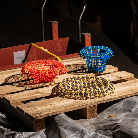 " Take 5 Rubber " Single Basket L - Yellow+Purple