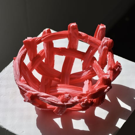 " Take 5 Rubber " Rope Basket S - sakura pink&cherry pink