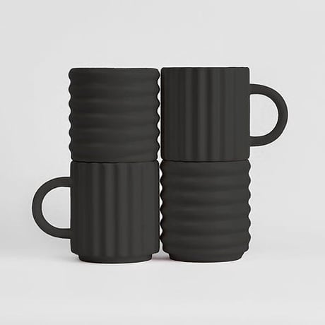 "FORM & SEEK" Ripple Mugs SET - Black -