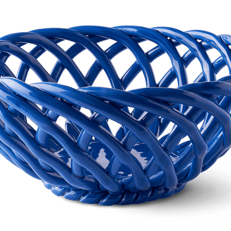 "OCTAEVO" Sicilia Ceramic Basket Large - dark blue -