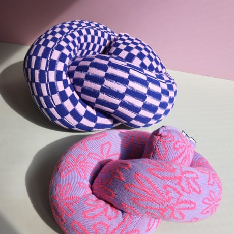 "Zebra Knits" CHECK KNOT - Baby Pink & Electric Blue - (BIG)