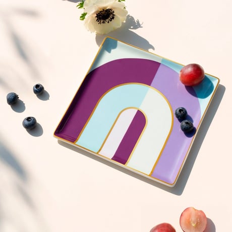"OCTAEVO" Ceramic Tray - Riviera Arch purple  -