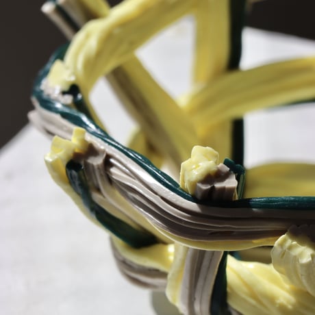 " Take 5 Rubber " Rope Basket S - smooth yellow&dark green