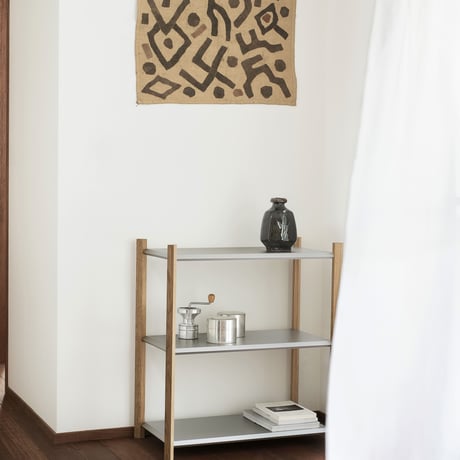 “Fulcrum" Baguette shelf - 3shelves - silver 「3段×1列」
