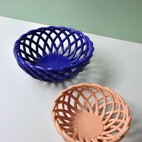 "OCTAEVO" Sicilia Ceramic Basket Large - dark blue -